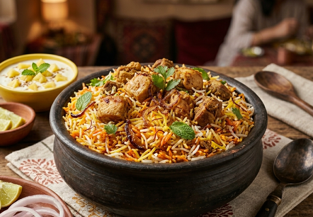 Hyderabadi Chicken Dum Biryani ( Quarter 2 Pcs - 300 Gm )